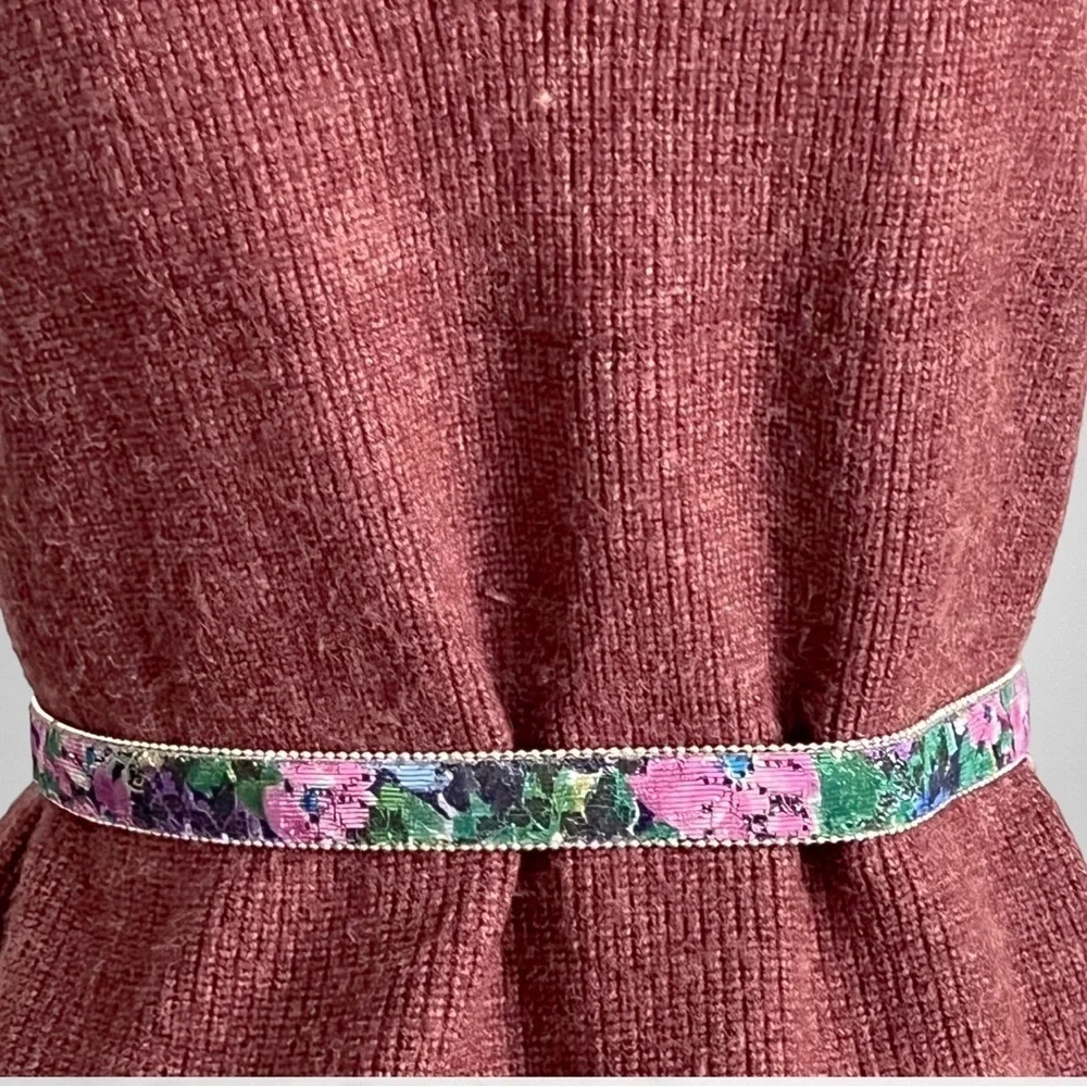 Vintage 80s Capezio USA Lace Overlay Floral Belt SZ M/L